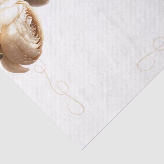 Cream & White Ranunculus Blumenhochzeit Seidenpapier (Ausschnitt)