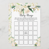 Cream White Rose Bloral Baby Dusche Bingo Spiel (Vorne/Hinten)