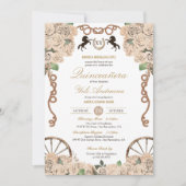 Cream White Rose Western Charro Quince Einladung (Vorderseite)