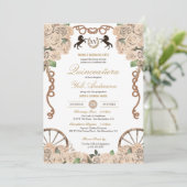 Cream White Rose Western Charro Quince Einladung (Stehend Vorderseite)