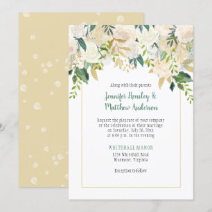 Cream White Roses Cascade Hochzeitseinladung Einladung