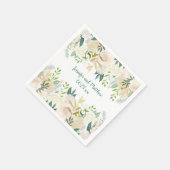 Cream White Roses Glitzer Greenery Empfang #2 | Serviette (Ecke)