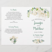 Cream White Roses Gold Glitzer Hochzeitsprogramm (Vorderseite)