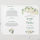 Cream White Roses Gold Glitzer Hochzeitsprogramm (Vorne/Hinten)