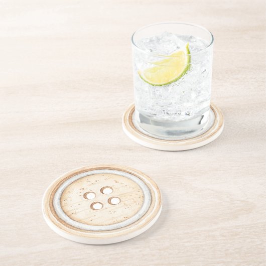 Cream White Sewing Button Getränkeuntersetzer (Seite)