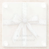 Cream White Silver Glitzy Glam Bow Birthday Glasuntersetzer (Rückseite)