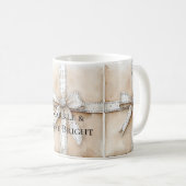 Cream White Silver Glitzy Glam Bow Birthday Kaffeetasse (VorderseiteRechts)