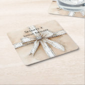 Cream White Silver Glitzy Glam Bow Birthday Rechteckiger Pappuntersetzer (angewinkelt)