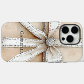 Cream White Silver Glitzy Glam Bow Case-Mate iPhone Hülle (Rückseite (Horizontal))