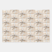 Cream White Silver Glitzy Glam Bow Geschenkpapier Set (Vorderseite 3)