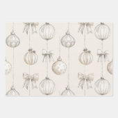 Cream White Silver Glitzy Glam Bow Geschenkpapier Set (Vorderseite 2)