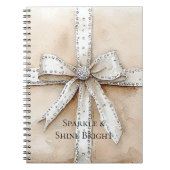 Cream White Silver Glitzy Glam Bow Notizblock (Vorderseite)