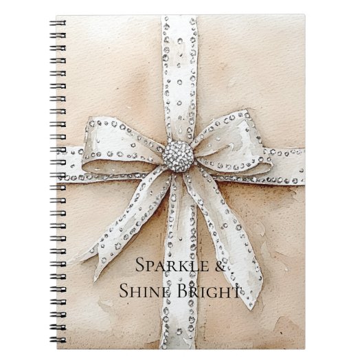 Cream White Silver Glitzy Glam Bow Notizblock (Vorderseite)