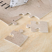 Cream White Silver Glitzy Glam Bow Puzzle (Seite)