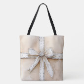 Cream White Silver Glitzy Glam Bow Tasche (Rückseite)