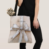 Cream White Silver Glitzy Glam Bow Tasche (Von Nahem)