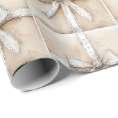 Cream White Silver Glitzy Glam Bow Weihnachten Geschenkpapier (Rolleneckpunkt)