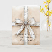 Cream White Silver Glitzy Glam Bow Weihnachten Karte (Gelbe Blume)