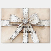 Cream White Silver Glitzy Glam Bow Weihnachten Magnet (Vorderseite)