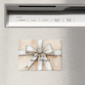 Cream White Silver Glitzy Glam Bow Weihnachten Magnet (In Situ (Geschirrspüler))