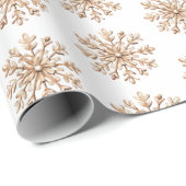 Cream White Snowflakes Christmas Geschenkpapier (Rolleneckpunkt)