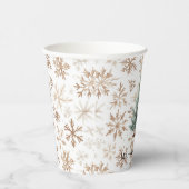 Cream White Snowflakes Christmas Tree Pappbecher (Rechts)
