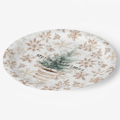 Cream White Snowflakes Christmas Tree Pappteller (Schrägansicht)