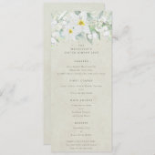 Cream White Spring Florals Flat 4 Course Oster Menükarte (Vorne/Hinten)