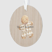 Cream White Stripes Gingerbread Christmas Ornament (Vorderseite)