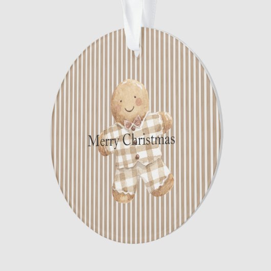 Cream White Stripes Gingerbread Christmas Ornament (Vorderseite)