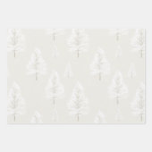 Cream White Winter Snowflakes Trees Christmas Geschenkpapier Set (Vorderseite 3)