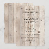 Cream White Wood Bridal Dusche Einladung (Vorne/Hinten)