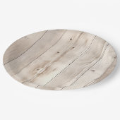 Cream White Wood Wedding Pappteller (Schrägansicht)