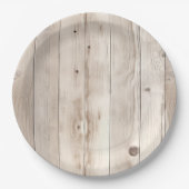 Cream White Wood Wedding Pappteller (Vorderseite)
