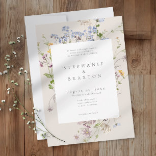 Cream-Wildflower-Garten Elegante Hochzeit Einladung