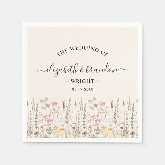 Cream Wildflower Wedding in Boho Style Serviette (Vorderseite)