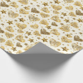 Cream With Gold Sparkle Hearts Geschenkpapier (Ecke)