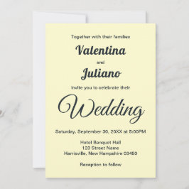 Cream With Slate Text Wedding Invitation Einladung