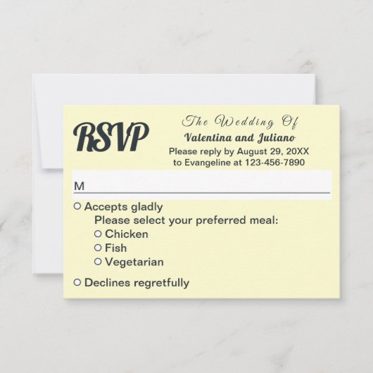 Cream With Slate Text Wedding RSVP (Vorderseite)