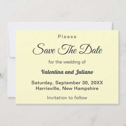 Cream With Slate Text Wedding Save The Date (Vorderseite)