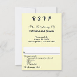 Cream With Slate Typography Portrait Wedding RSVP Karte