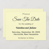 Cream With Slate Typography Wedding Save The Date (Vorne/Hinten)