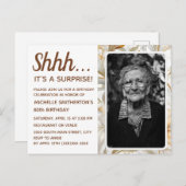 Cream Women's Foto 80. ÜberraschungGeburtstag Einladungspostkarte (Vorne/Hinten)