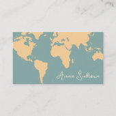 Cream World Map Oversified on Blue Visitenkarte (Vorderseite)