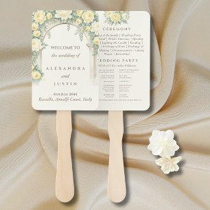Cream Yellow Floral Italian Arch Wedding Program Fächer