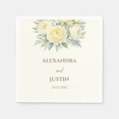 Cream Yellow Flowers Peony Floral Wedding Serviette (Vorderseite)