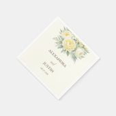Cream Yellow Flowers Peony Floral Wedding Serviette (Ecke)
