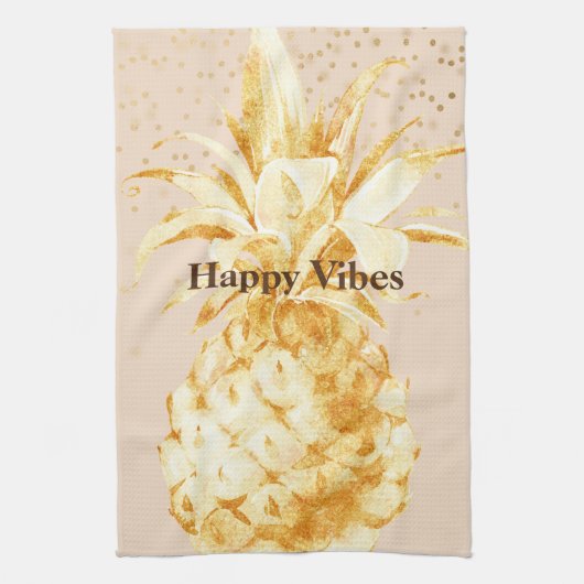 Cream Yellow Gold Ananas Geschirrtuch (Vertikal)