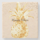 Cream Yellow Gold Ananas Steinuntersetzer (Vorderseite)