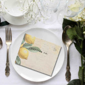 Cream Yellow Lemon Green Botanic QR Code All In One Einladung